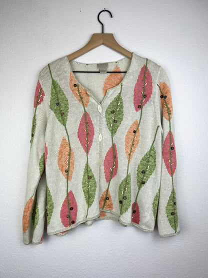 Abstract Beaded Knit Cardigan