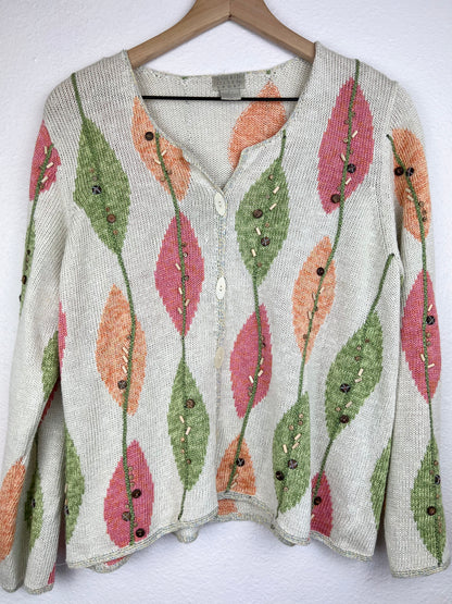 Abstract Beaded Knit Cardigan