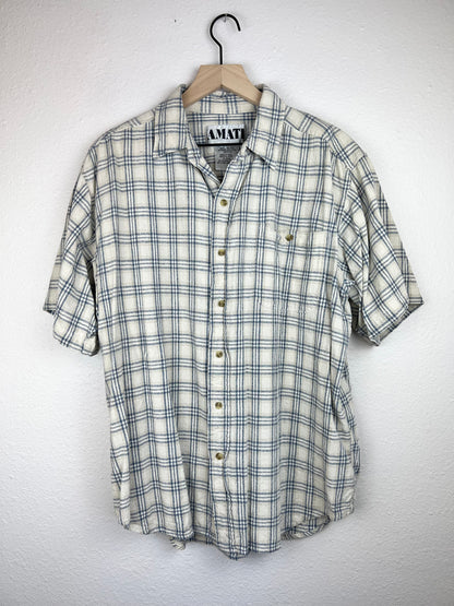 100% Raw Silk Plaid Button Up Top