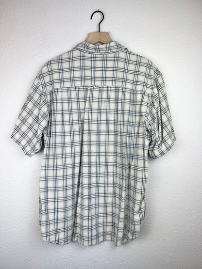 100% Raw Silk Plaid Button Up Top