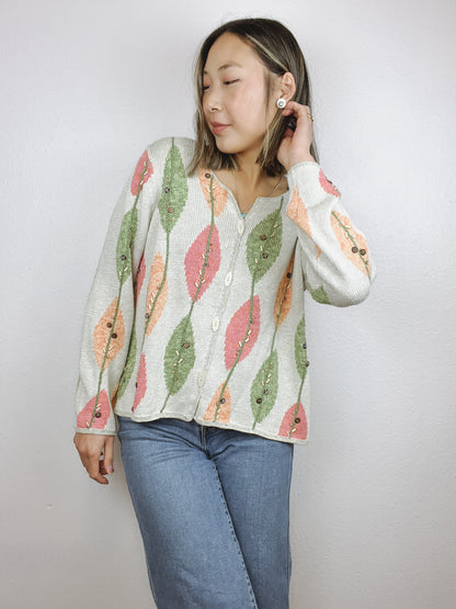 Abstract Beaded Knit Cardigan