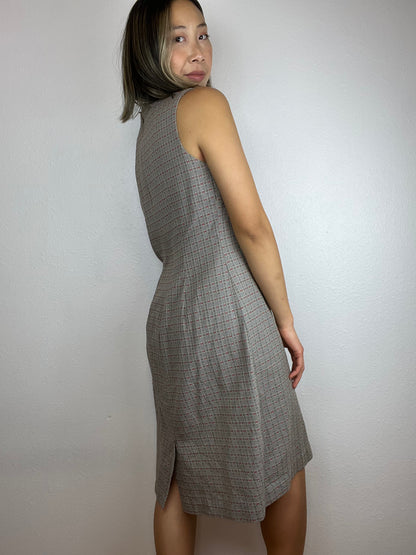 Vintage Handmade V-Neck Patterned Dress