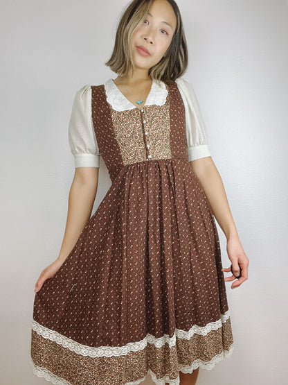 70s Floral Prairie Dress