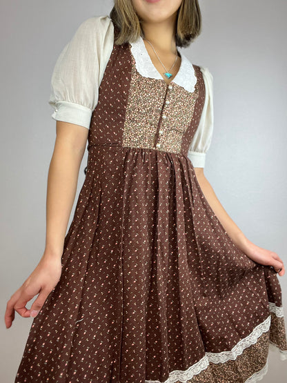 70s Floral Prairie Dress