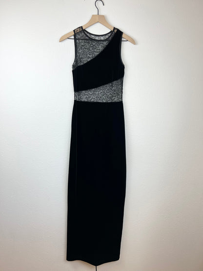 SALE Velvet and Sheer Cutout Maxi Dress