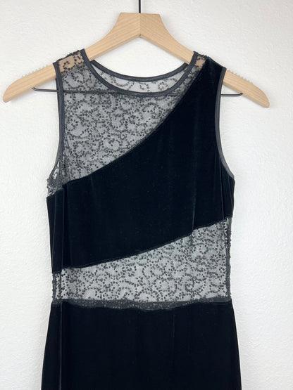SALE Velvet and Sheer Cutout Maxi Dress