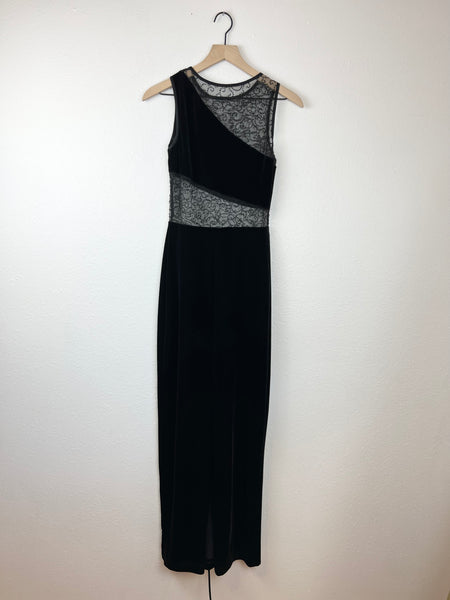 SALE Velvet and Sheer Cutout Maxi Dress