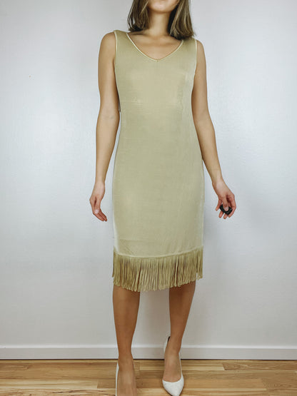 Deadstock Gold Fringe Midi Dress