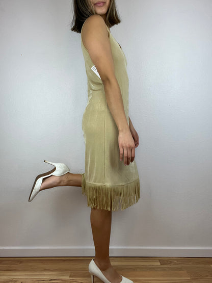 Deadstock Gold Fringe Midi Dress