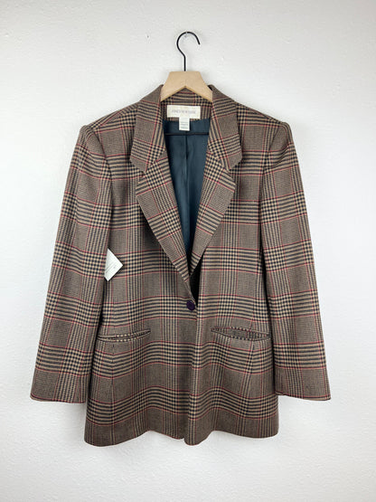 Wool Gingham 1-Button Blazer