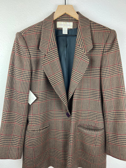 Wool Gingham 1-Button Blazer