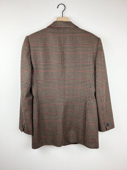 Wool Gingham 1-Button Blazer