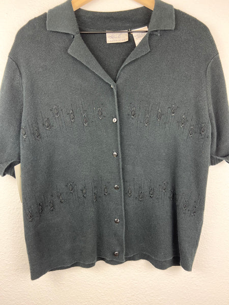 SALE Beaded Button Up Sweater Top