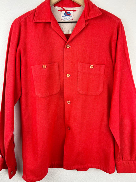 Vintage Cherry Red Button Up