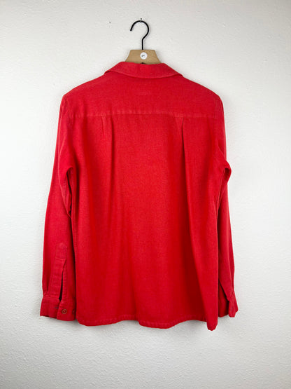 Vintage Cherry Red Button Up