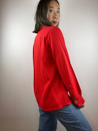 Vintage Cherry Red Button Up