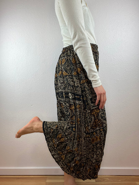 Reversible Patterned and Black Flowy Pants