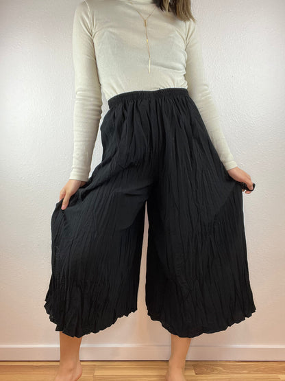 Reversible Patterned and Black Flowy Pants