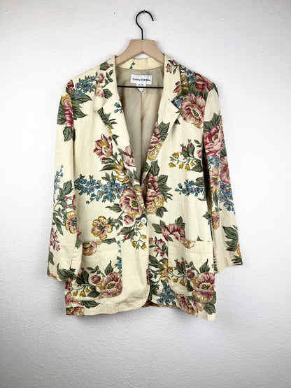 Floral 1-Button Blazer