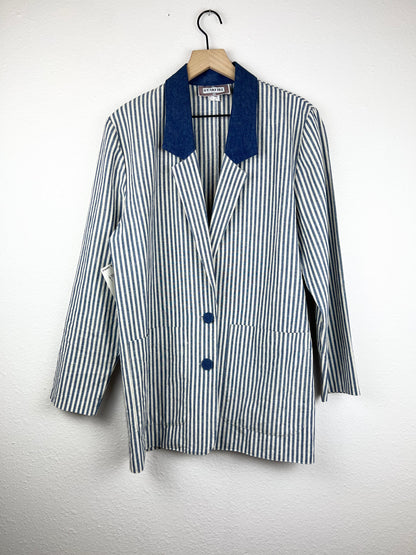 Vertical Striped 2-Button Blazer