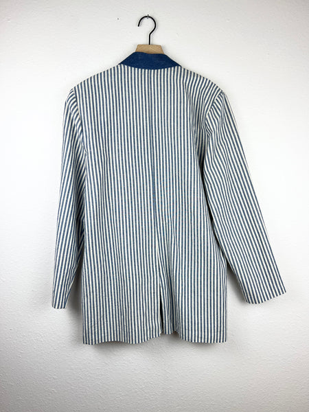 Vertical Striped 2-Button Blazer