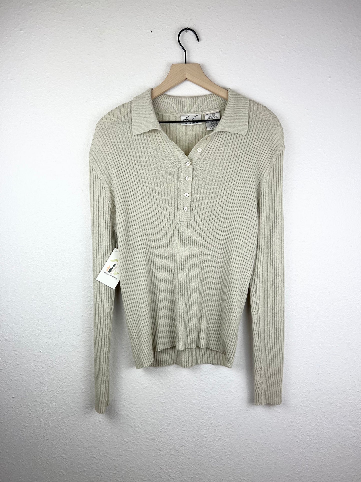 Ribbed 1/4 Button Up Sweater