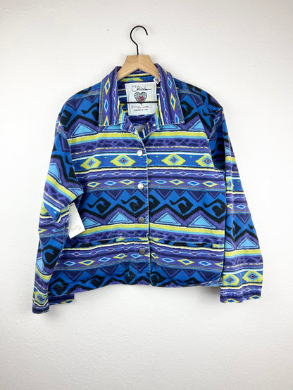 Chico's Patterned Denim Chore Coat