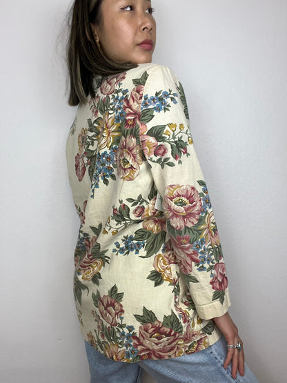 Floral 1-Button Blazer