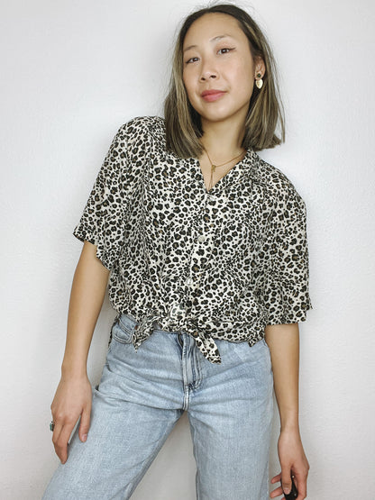 Silk Animal Print Button Up