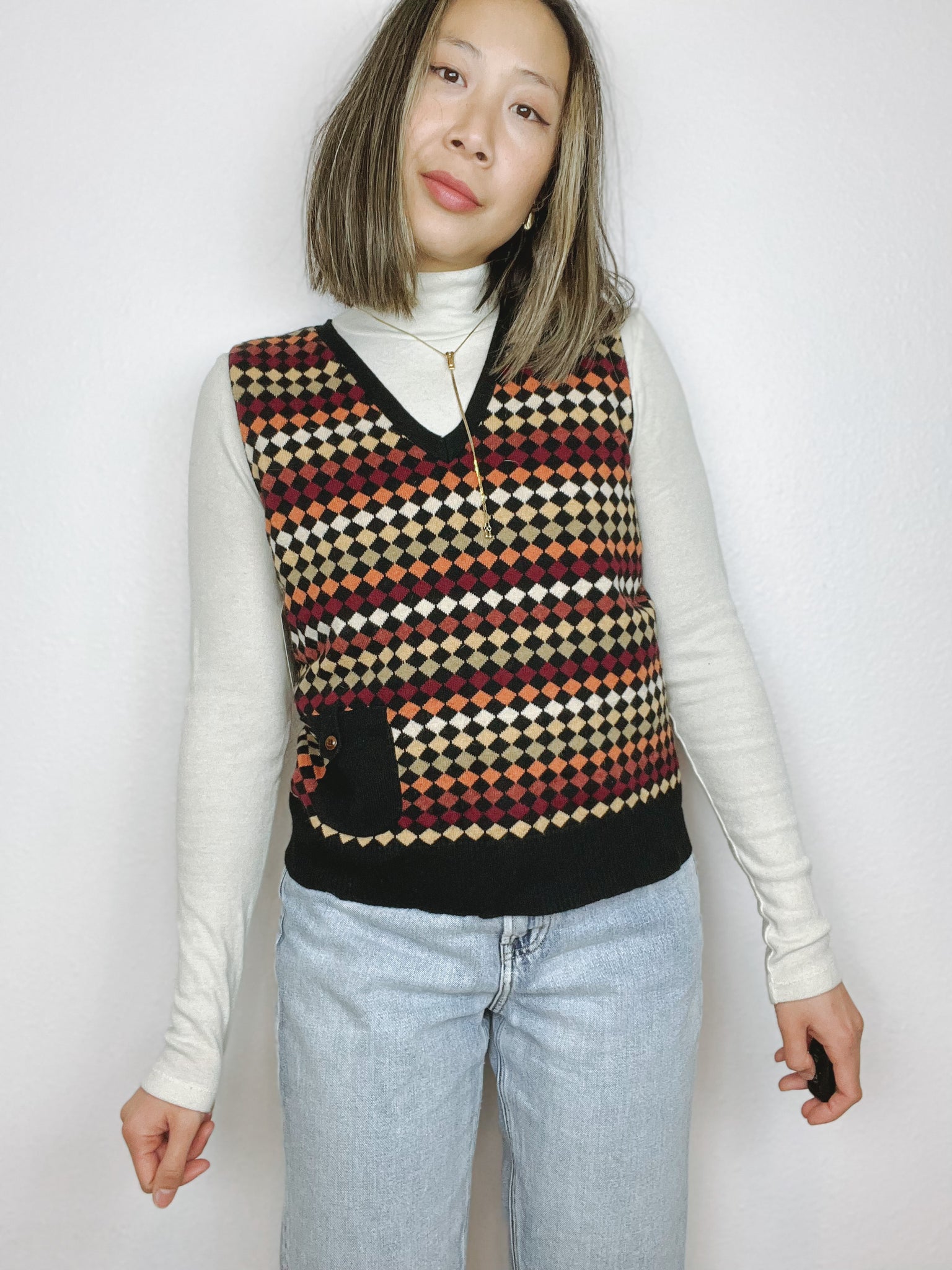 Liz Claiborne Diamond Checkered Sweater Vest
