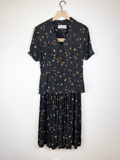 2-Piece Button Up Top and Skirt Set