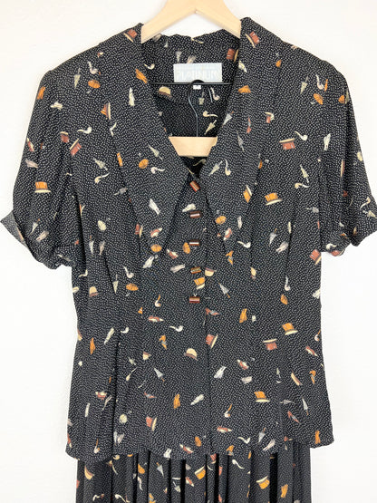 2-Piece Button Up Top and Skirt Set