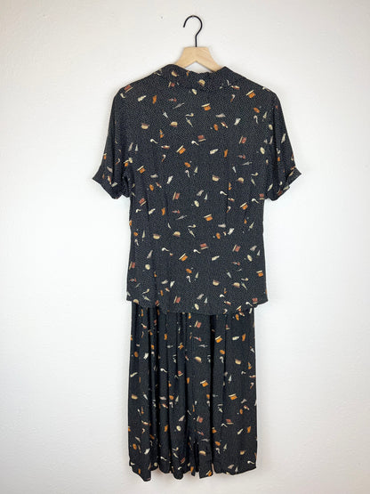 2-Piece Button Up Top and Skirt Set