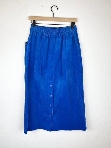 Blue Corduroy Midi Skirt