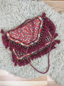 ibBan Handmade Boho Beaded Fringe Crossbody Bag