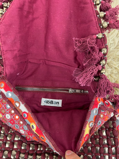 ibBan Handmade Boho Beaded Fringe Crossbody Bag