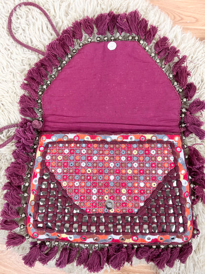 ibBan Handmade Boho Beaded Fringe Crossbody Bag