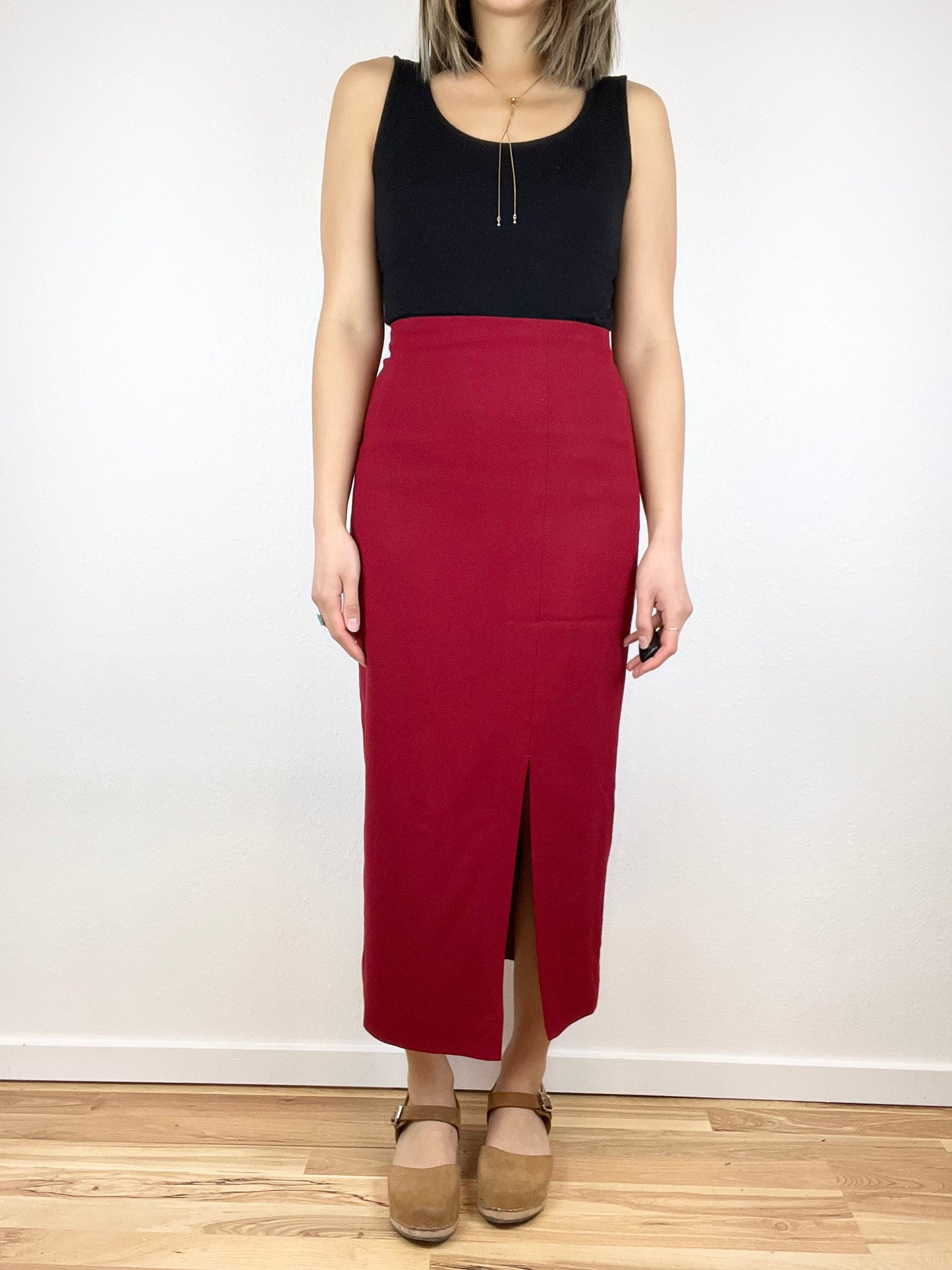 JH Collectible Cherry Red Wool Pencil Skirt