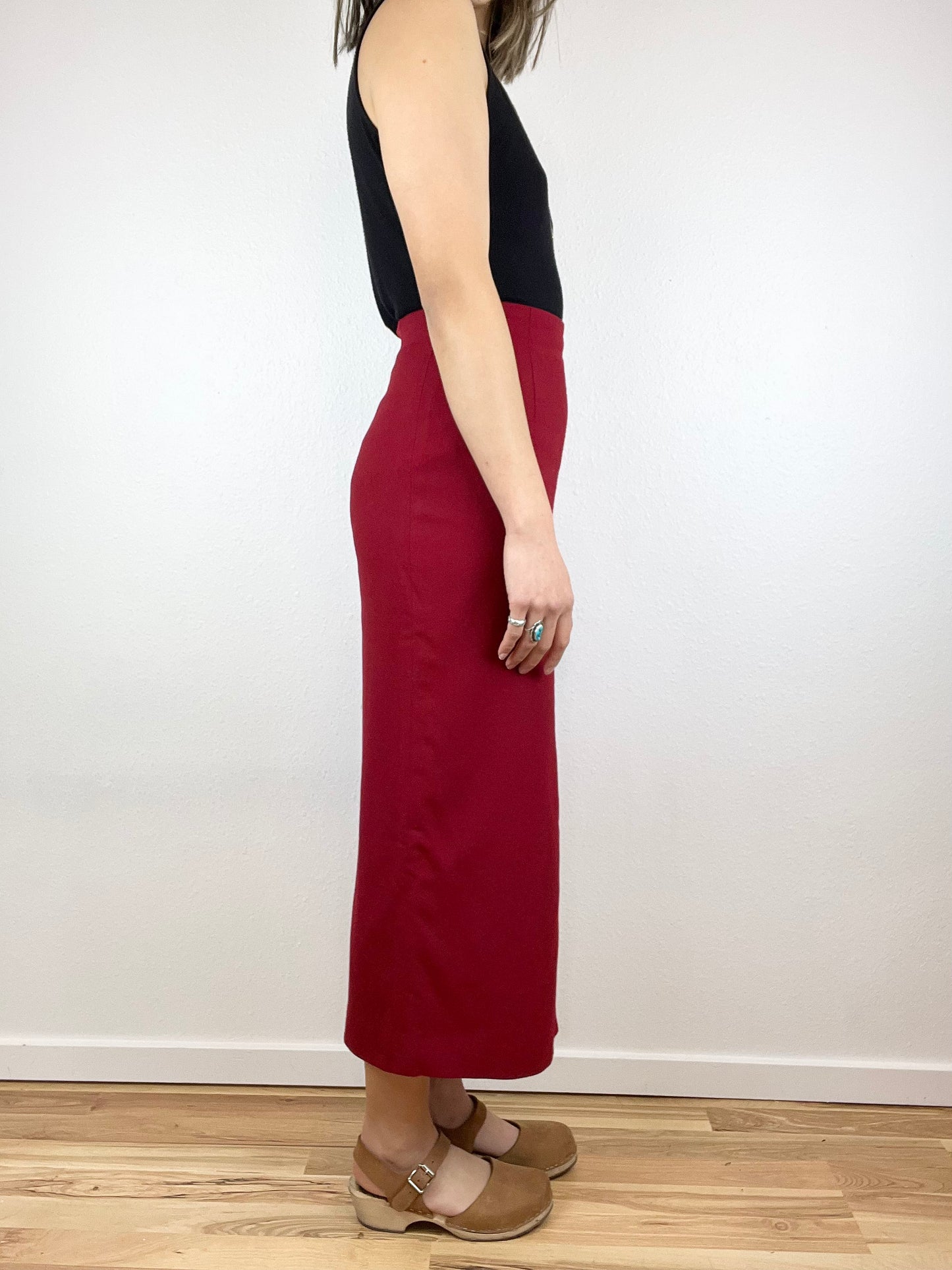 JH Collectible Cherry Red Wool Pencil Skirt