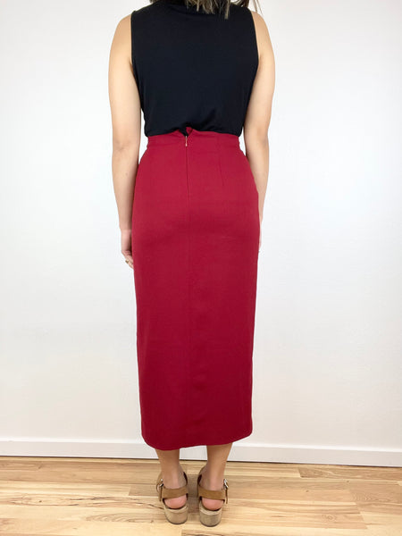 JH Collectible Cherry Red Wool Pencil Skirt