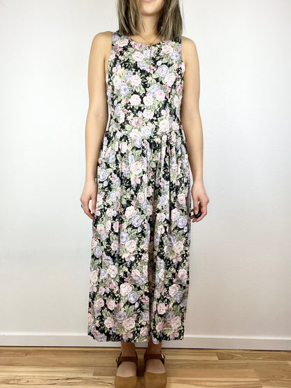 90s Floral Midi Dress