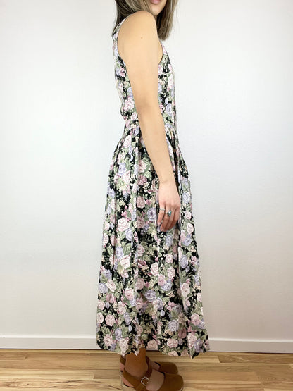 90s Floral Midi Dress