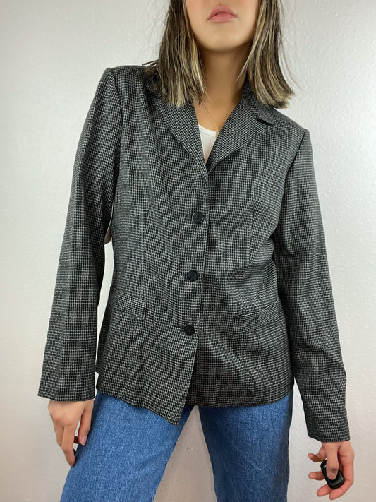 B&W Windowpane Check Blazer Top