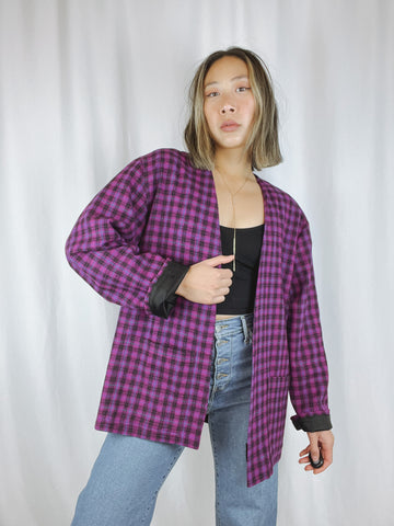 SALE Plaid Open Blazer